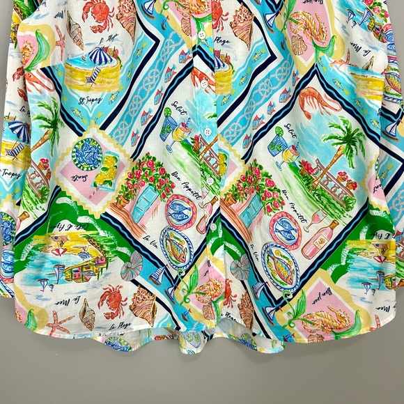 Talbots Modern Classic Cotton Shirt Women’s Size 2X Summer Vista Print Vacation - Picture 4 of 8